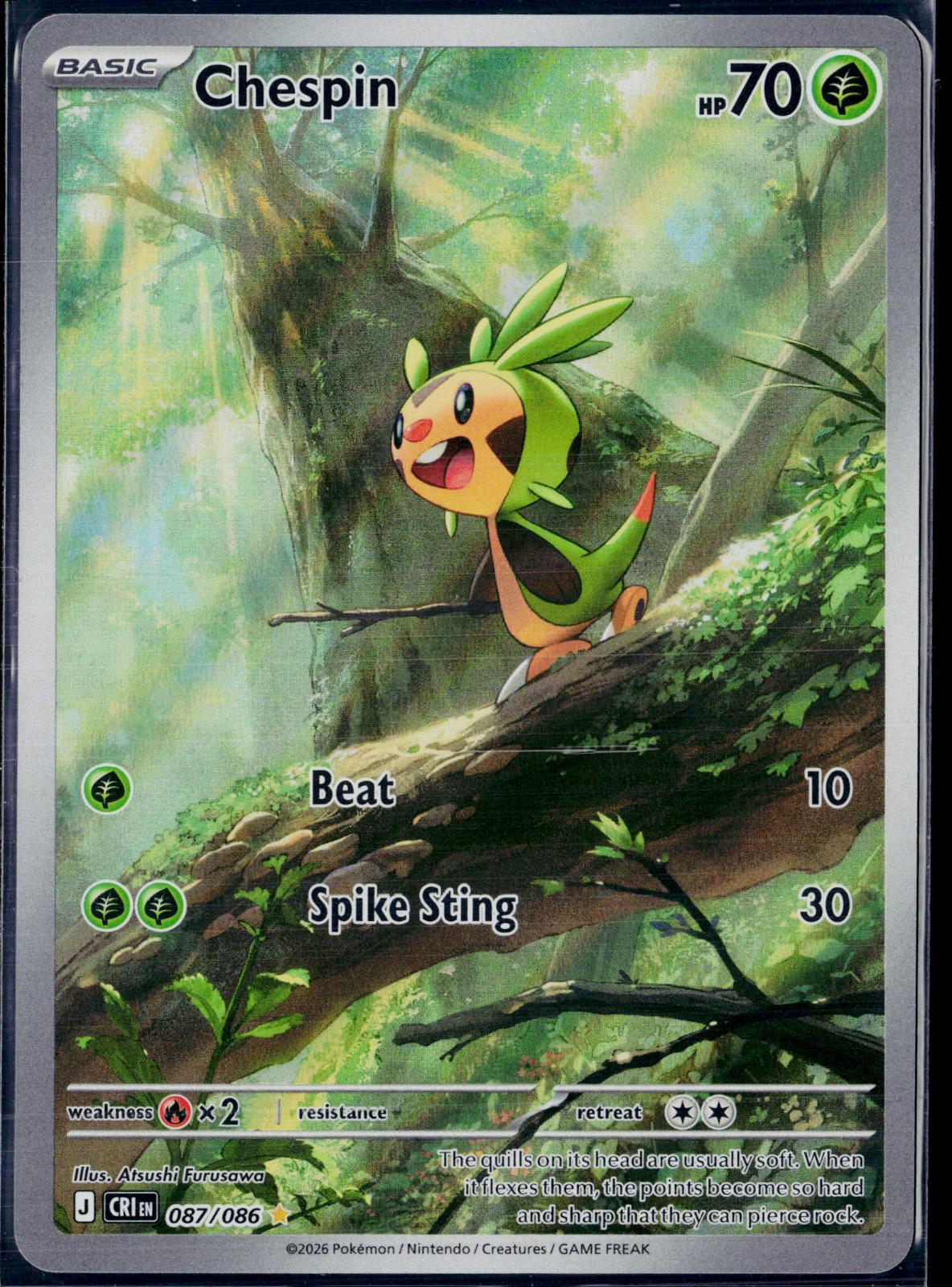 CHESPIN 087/086 POKEMON CHAOS RISING HOLO ILLUSTRATION RARE HOLO NM