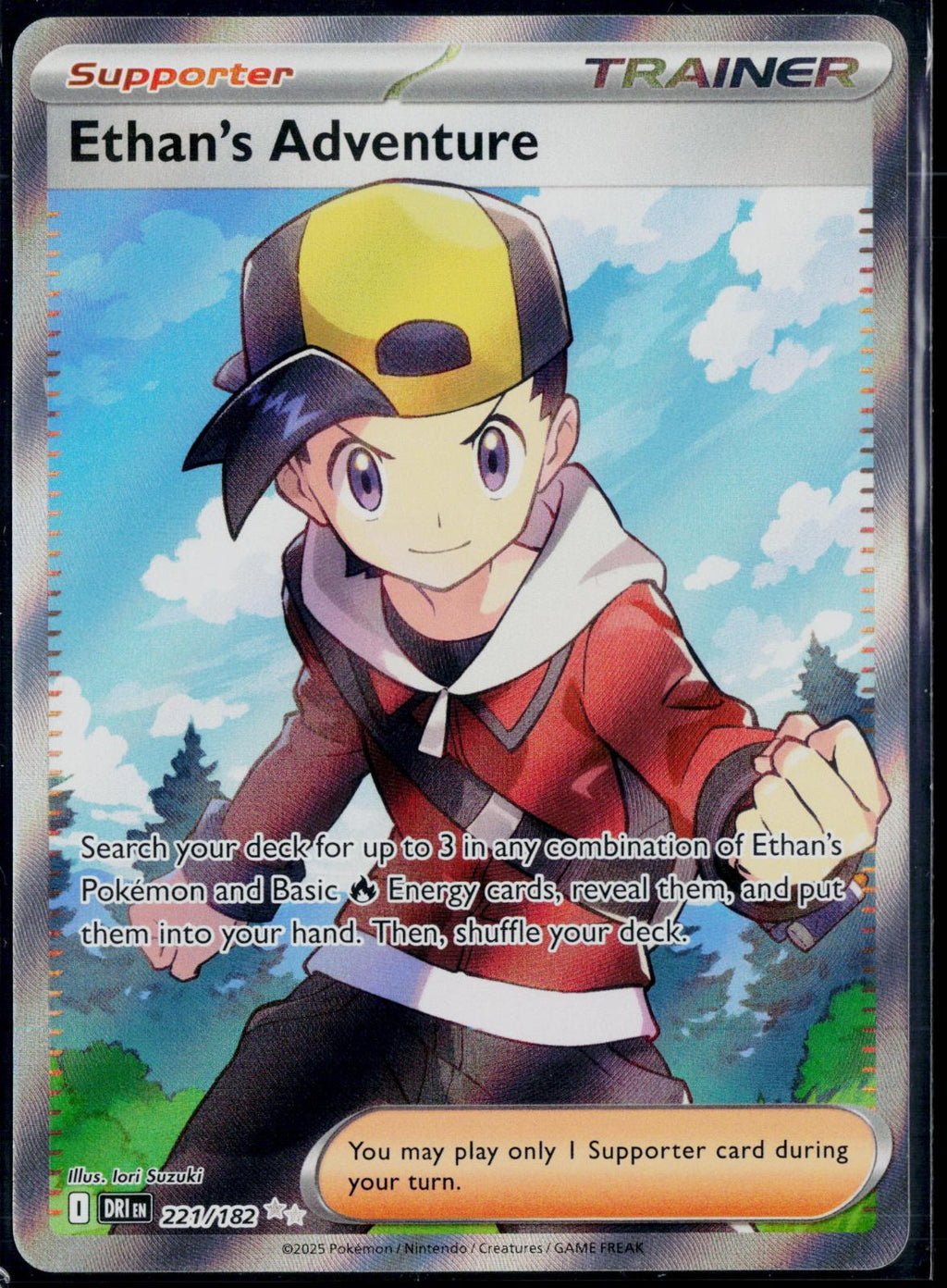 ETHAN'S ADVENTURE 221/182 POKEMON DESTINED RIVALS ULTRA RARE HOLO NM