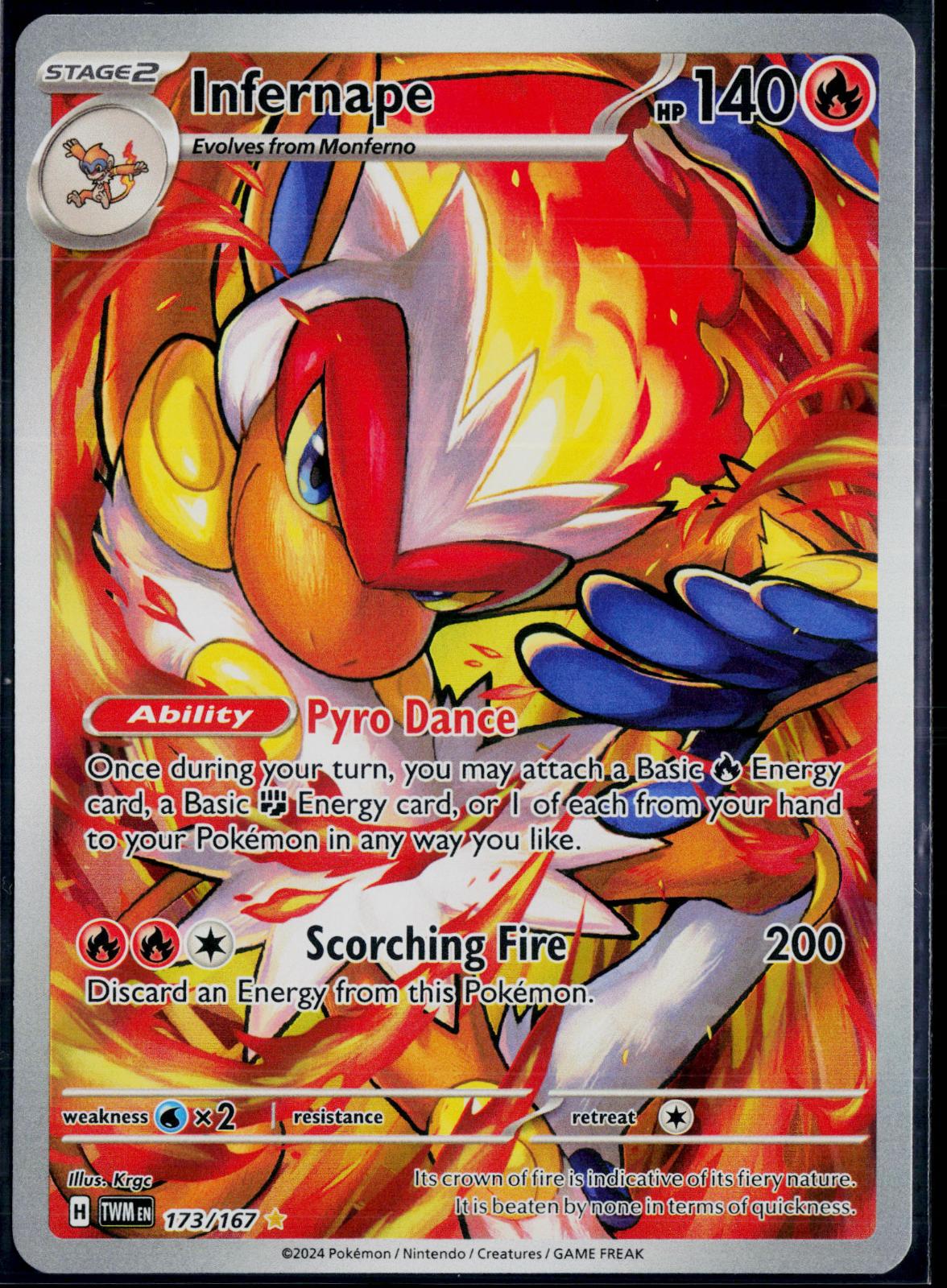 INFERNAPE 173/167 POKEMON TWILIGHT MASQUERADE ILLUSTRATION RARE HOLO NM